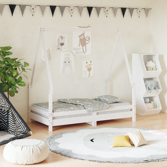 White Solid Pine Kids Bed Frame, 70x140 cm - Durable & Stylish