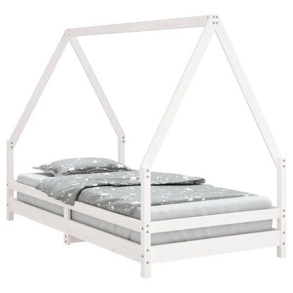 Solid Pine Kids Bed Frame - White 90x190 cm