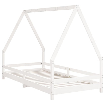 Solid Pine Kids Bed Frame - White 90x190 cm