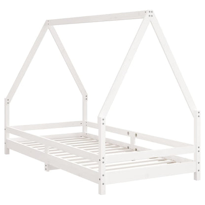 Solid Pine Kids Bed Frame - White 90x190 cm