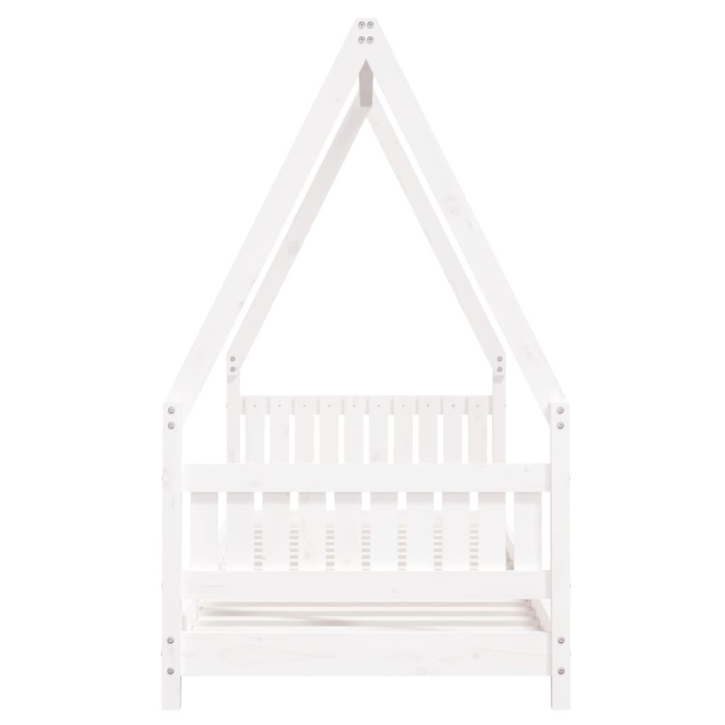 Solid Pine Kids Bed Frame, White, 80x200 cm