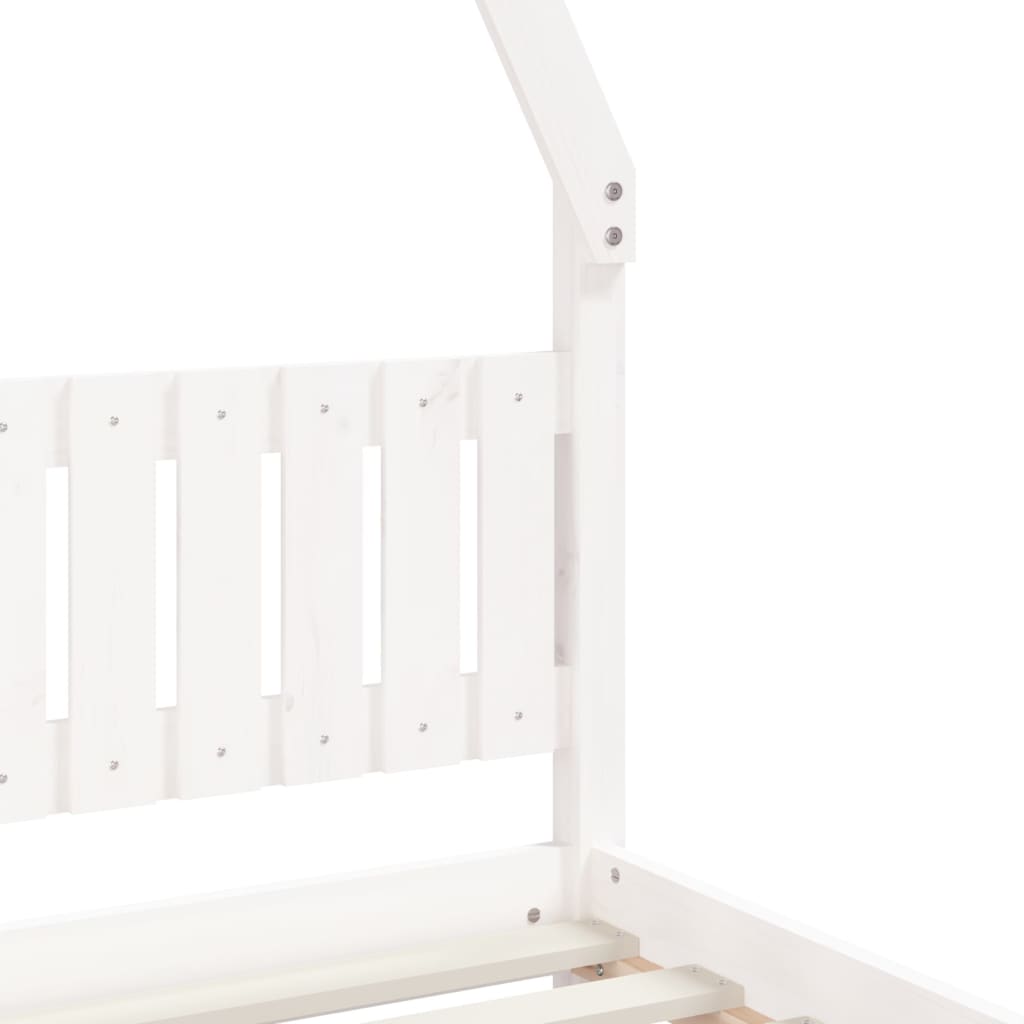 Solid Pine Kids Bed Frame, White, 80x200 cm