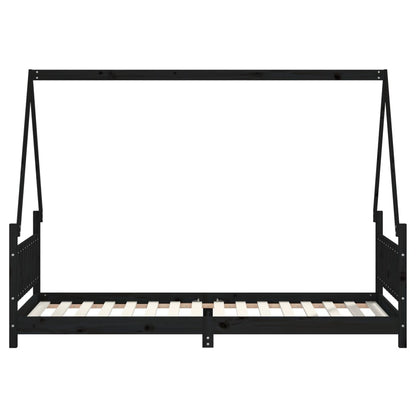 Solid Pine Kids Bed Frame - Black 80x200 cm