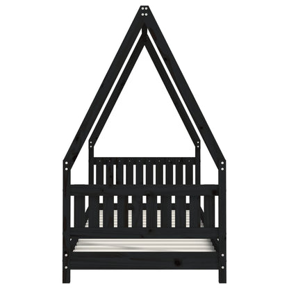 Solid Pine Kids Bed Frame - Black 80x200 cm