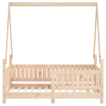 Solid Pine Kids Bed Frame 70x140 cm - Natural Wood Finish
