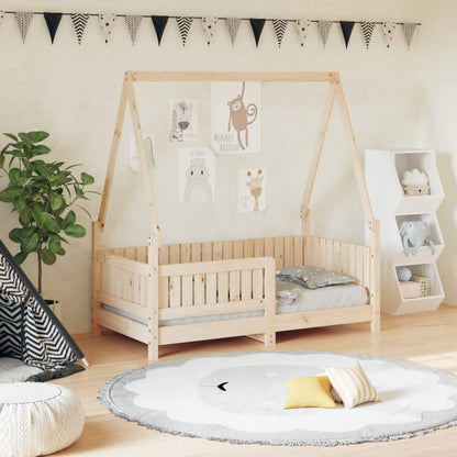 Solid Pine Kids Bed Frame 70x140 cm - Natural Wood Finish