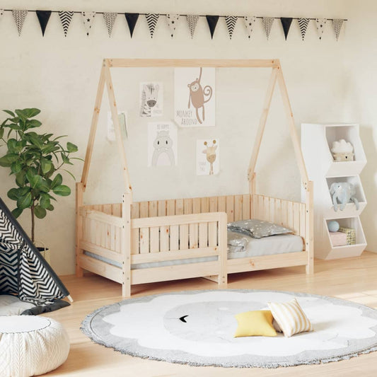 Solid Pine Kids Bed Frame 70x140 cm - Natural Wood Finish