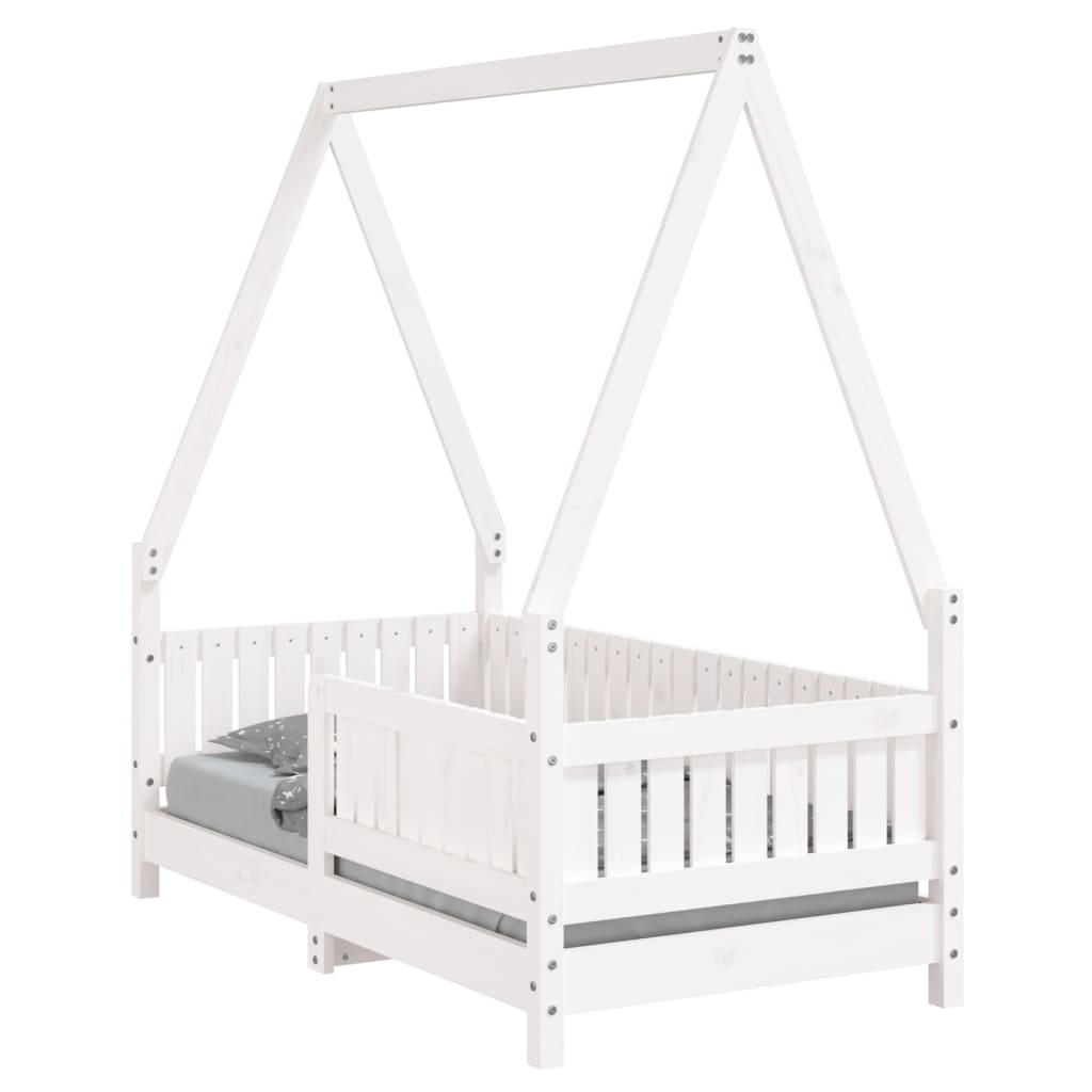 White Solid Pine Kids Bed Frame 70x140 cm - Durable & Stylish