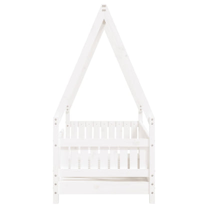 White Solid Pine Kids Bed Frame 70x140 cm - Durable & Stylish
