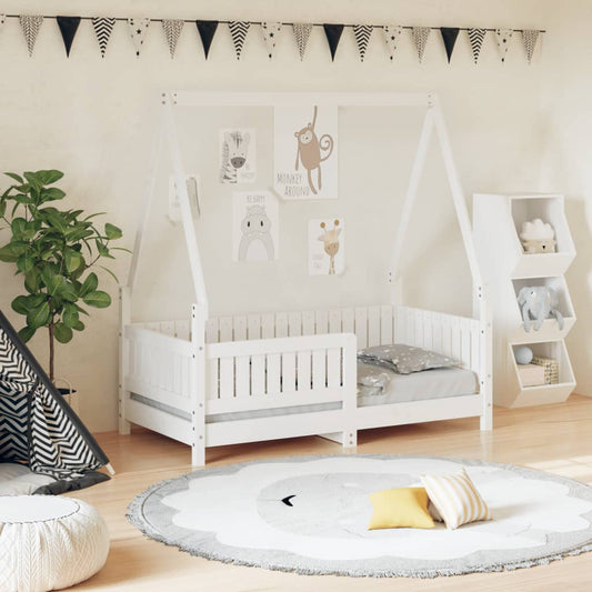 White Solid Pine Kids Bed Frame 70x140 cm - Durable & Stylish