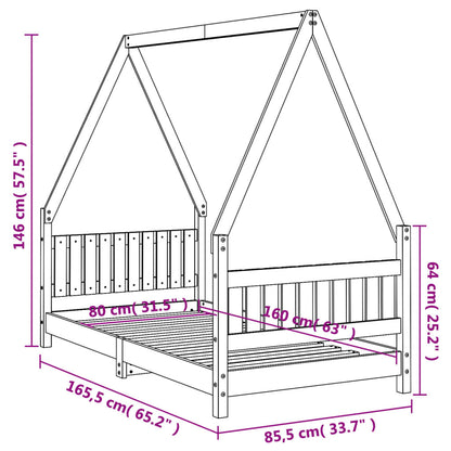 Solid Pine Kids Bed Frame 80x160 cm - Durable & Stylish