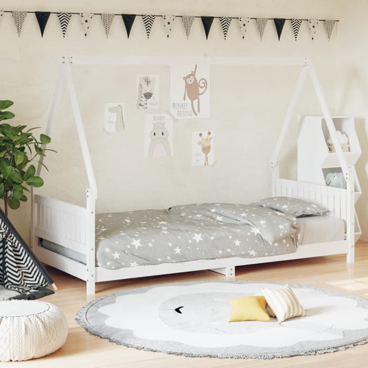 White Solid Pine Kids Bed Frame 90x190 cm - Durable & Stylish