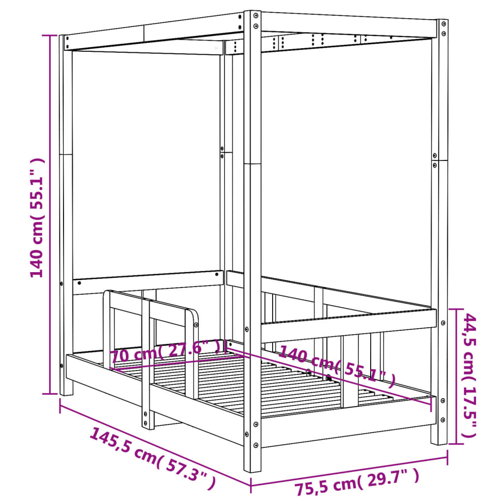Solid Pine Kids Bed Frame 70x140 cm - Durable & Stylish