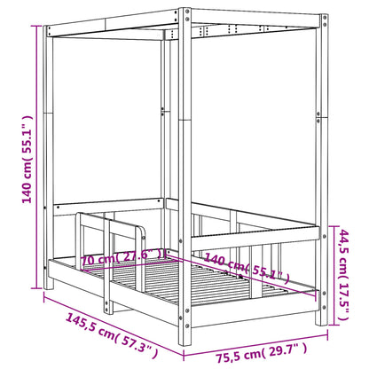 Solid Pine Kids Bed Frame, White 70x140 cm - Charming & Durable