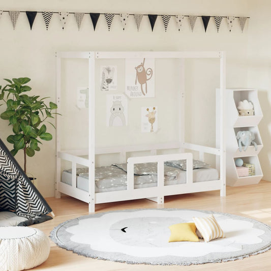Solid Pine Kids Bed Frame, White 70x140 cm - Charming & Durable