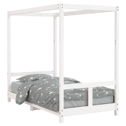 White Solid Pine Kids Bed Frame - 80x160 cm Durable Design