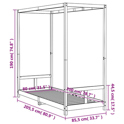 White Solid Pine Kids Bed Frame 80x200 cm - Durable & Stylish
