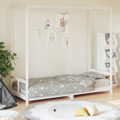 White Solid Pine Kids Bed Frame 80x200 cm - Durable & Stylish