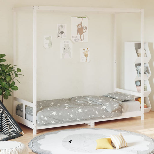 White Solid Pine Kids Bed Frame 80x200 cm - Durable & Stylish