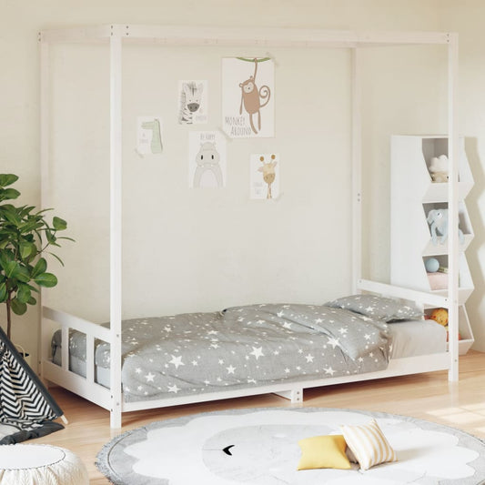 White Solid Pine Kids Bed Frame 90x200 cm - Durable & Stylish