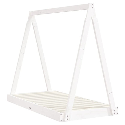 Kids Solid Pine Bed Frame, White 70x140 cm