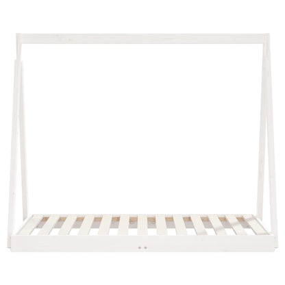 Kids Solid Pine Bed Frame, White 70x140 cm