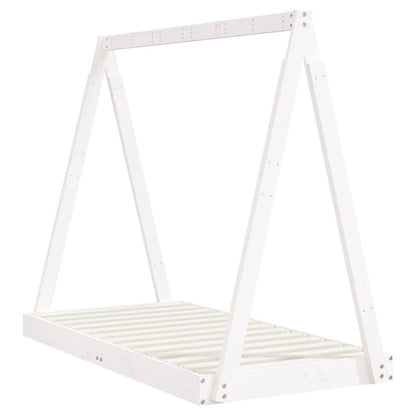 Kids Solid Pine Bed Frame, White 70x140 cm