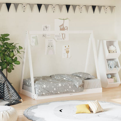 Kids Solid Pine Bed Frame, White 70x140 cm