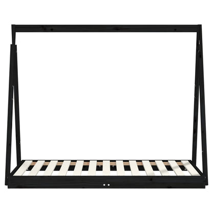 Solid Pine Kids Bed Frame, Black 70x140 cm