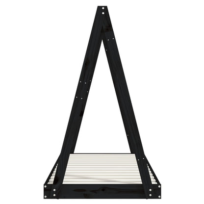 Solid Pine Kids Bed Frame, Black 70x140 cm