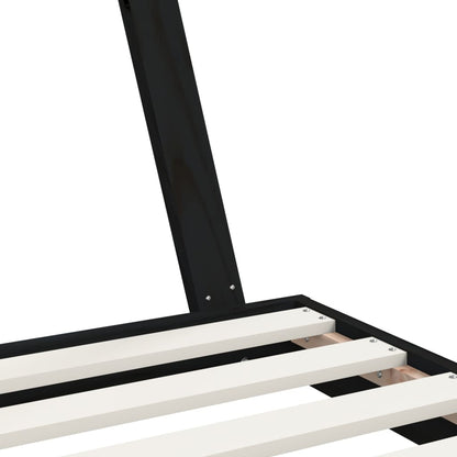 Solid Pine Kids Bed Frame, Black 70x140 cm