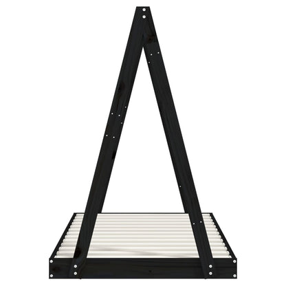 Solid Pine Kids Bed Frame - Black 80x160 cm