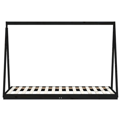 Solid Pine Kids Bed Frame - Black, 90x190 cm