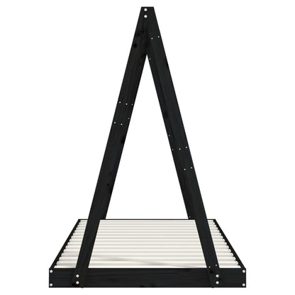 Solid Pine Kids Bed Frame - Black, 90x190 cm