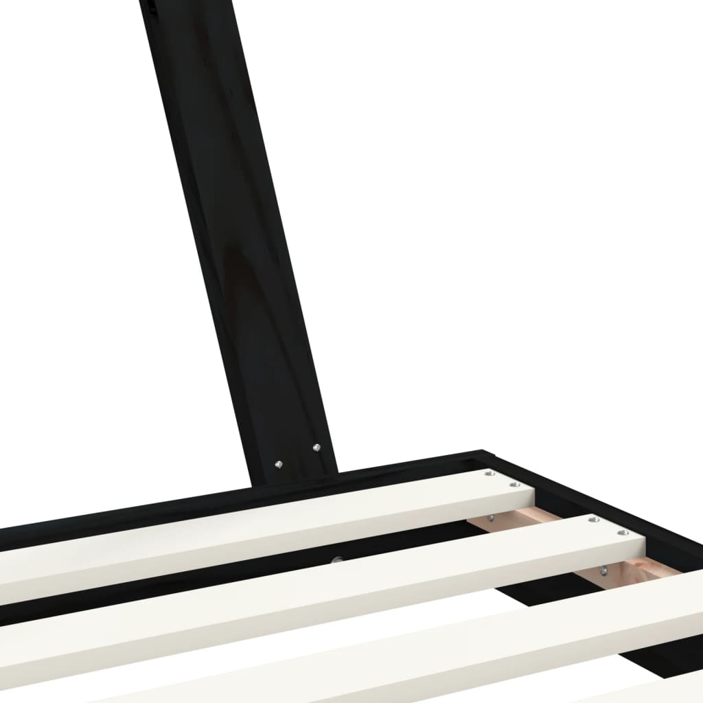Solid Pine Kids Bed Frame - Black, 90x190 cm