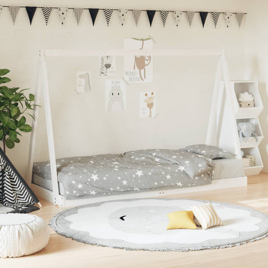 Solid Pine Kids Bed Frame - White, 80x200 cm