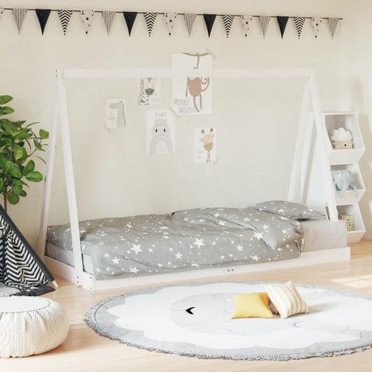White Solid Pine Kids Bed Frame 90x200 cm - Durable & Stylish