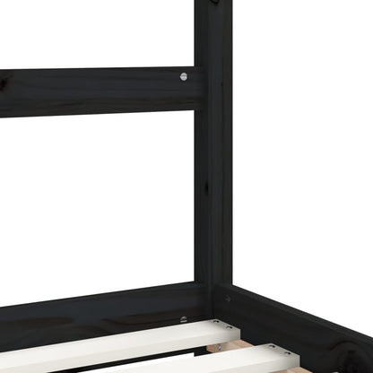Solid Pine Kids Bed Frame Black 90x200 cm with Drawers