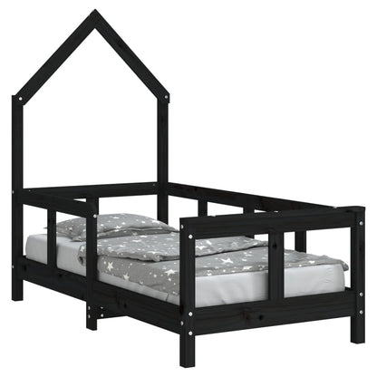 Solid Pine Kids Bed Frame - Black 70x140 cm