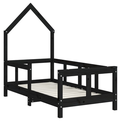 Solid Pine Kids Bed Frame - Black 70x140 cm