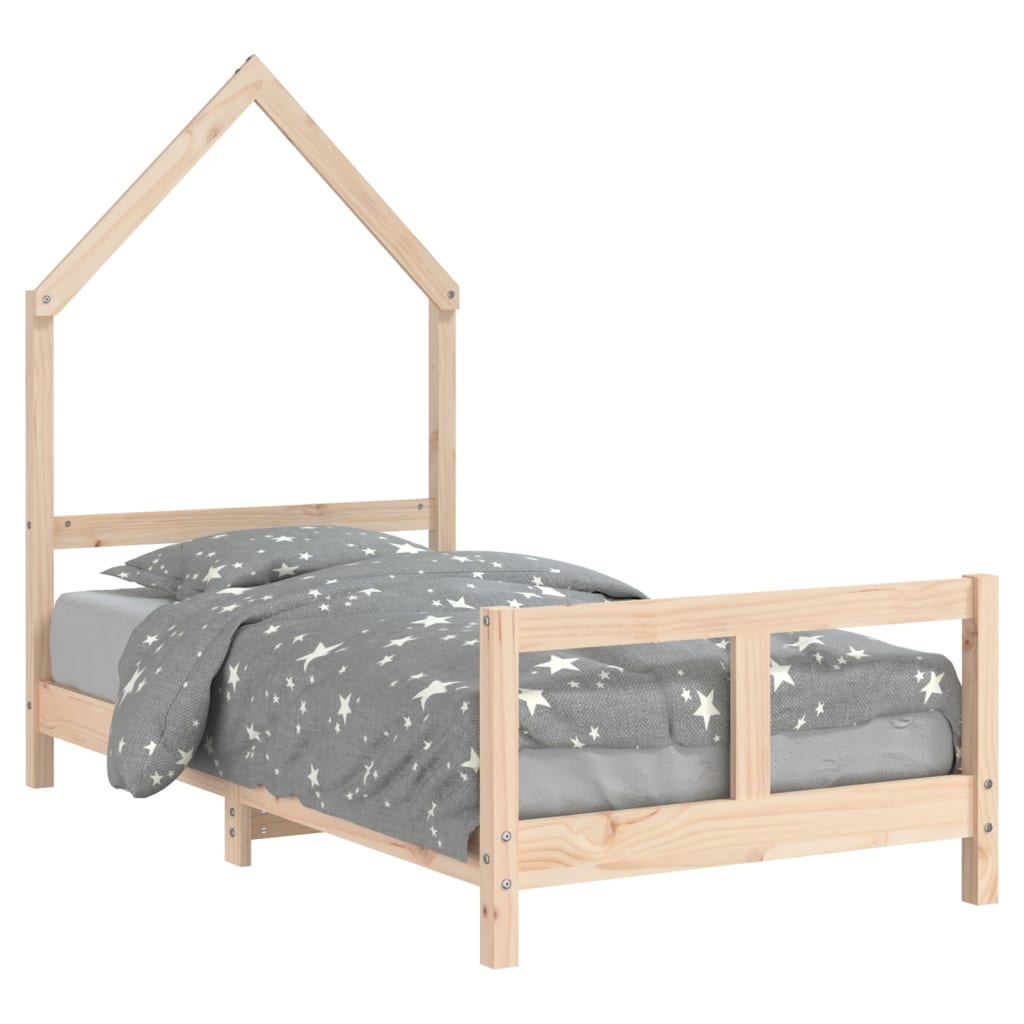 Solid Pine Kids Bed Frame 80x160 cm - Natural Wood Finish