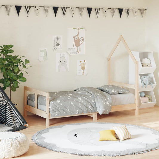 Solid Pine Kids Bed Frame 80x160 cm - Natural Wood Finish