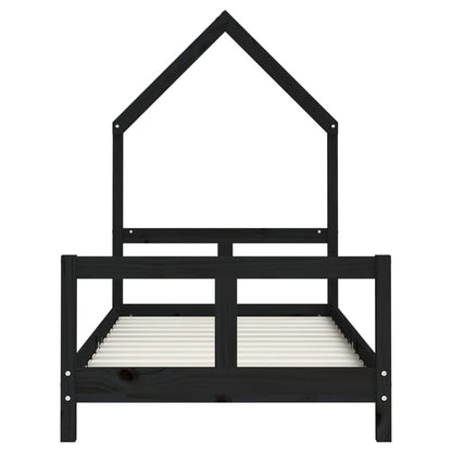 Solid Pine Kids Bed Frame - Black 80x160 cm