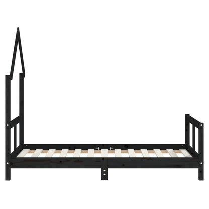 Solid Pine Kids Bed Frame - Black 80x160 cm