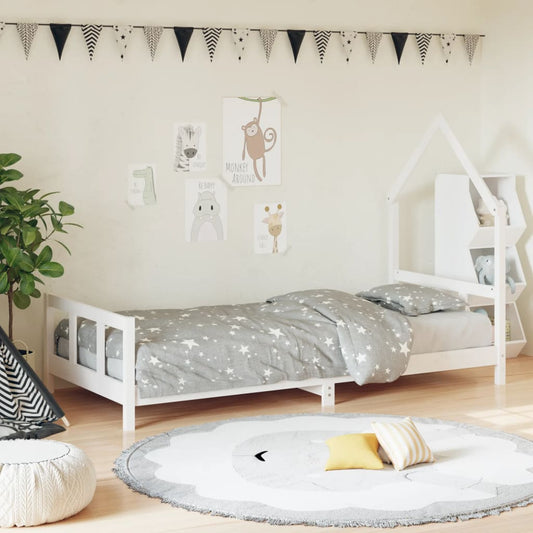 White Solid Pine Kids Bed Frame 90x190 cm - Durable & Stylish