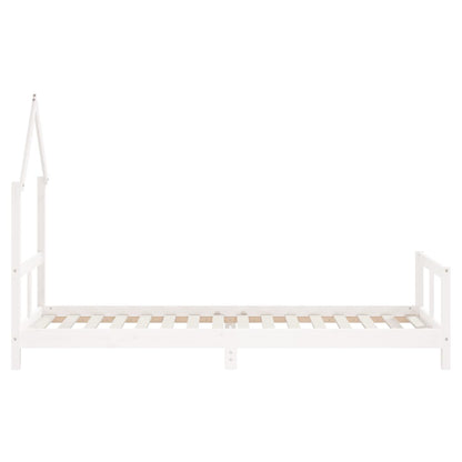 Solid Pine Wood Kids Bed Frame - White, 80x200 cm