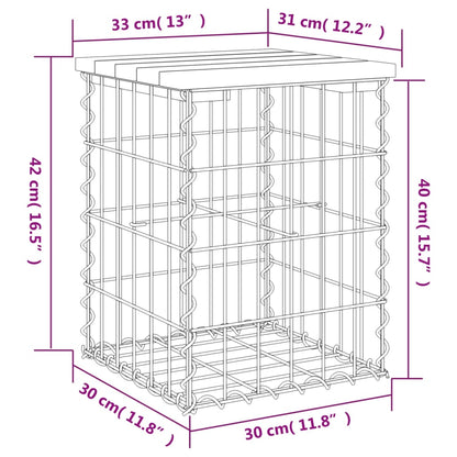 Solid Wood Douglas Gabion Garden Bench 33x31x42 cm Design