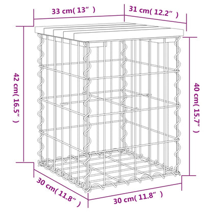 Impregnated Wood Pine Garden Bench with Gabion Design, 33x31x42 cm
