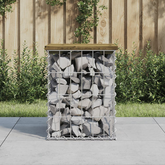 Impregnated Wood Pine Garden Bench with Gabion Design, 33x31x42 cm