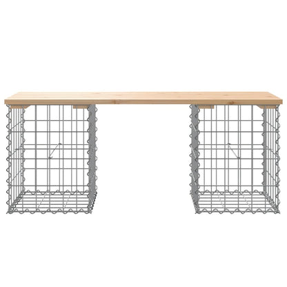 Solid Wood Pine Garden Bench Gabion, 103x31x42 cm